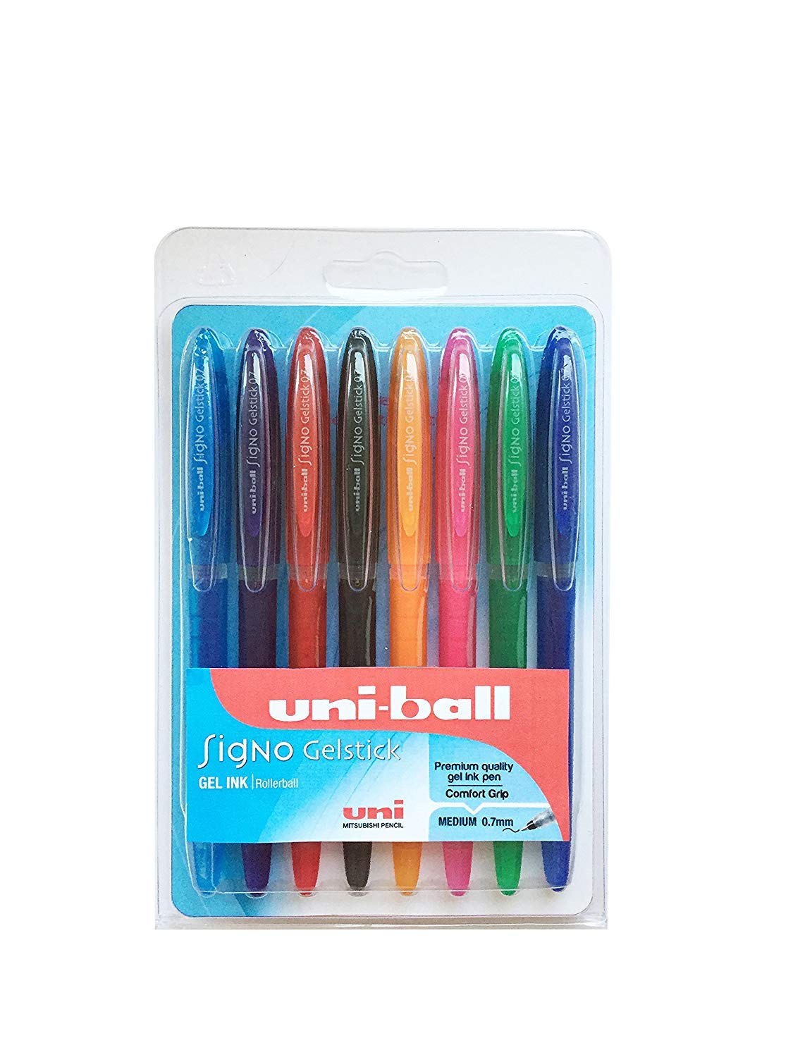 Uni-ball F803664 UM170 SigNo Gelstick Rollerball Pen 0.7mm Tip 0.4mm Line Assorted Ref 5011715 [Wallet 8]