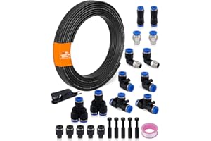 EilxMag 1/8" Air Line Tubing Kit, 32.8FT(10M) SAE J844 PA Nylon Air Hose Tubing with Cutter and Teflon Tape, 1/8" Air Hose with Push to Connect Fittings for Air Brake System Or Fluid Transfer(25PCS)
