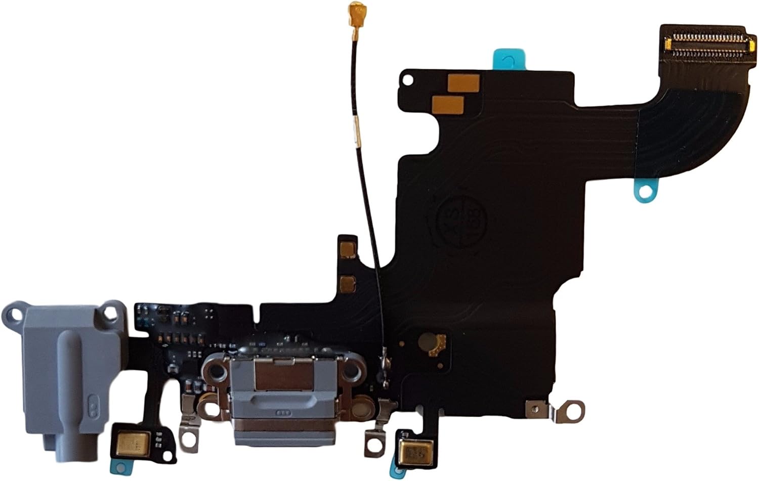 Smartex® Charging Port Flex cable compatible with iPhone 7 Dark grey, Dock Connector with built in Microphone, Home button