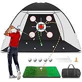 MFNMFN Golf Net with Practice Mat,Golf Hitting Aid Nets 10x7FT for Backyard Driving Chipping Training Swing,Gifts for Men Dad Him and Golfer