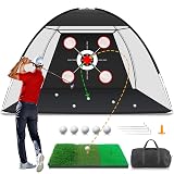 MFNMFN Golf Net with Practice Mat,Golf Hitting Aid Nets 10x7FT for Backyard Driving Chipping Training Swing,Gifts for Men Dad Him and Golfer