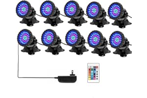 SHOYO Color Changing Pond Lights, Waterproof IP68 Underwater Landscape Lights Dimmable Submersible Spotlight 36 LED Decorate Lighting for Pond Aquarium Garden Yard Fountain Waterfall(Set of 10)