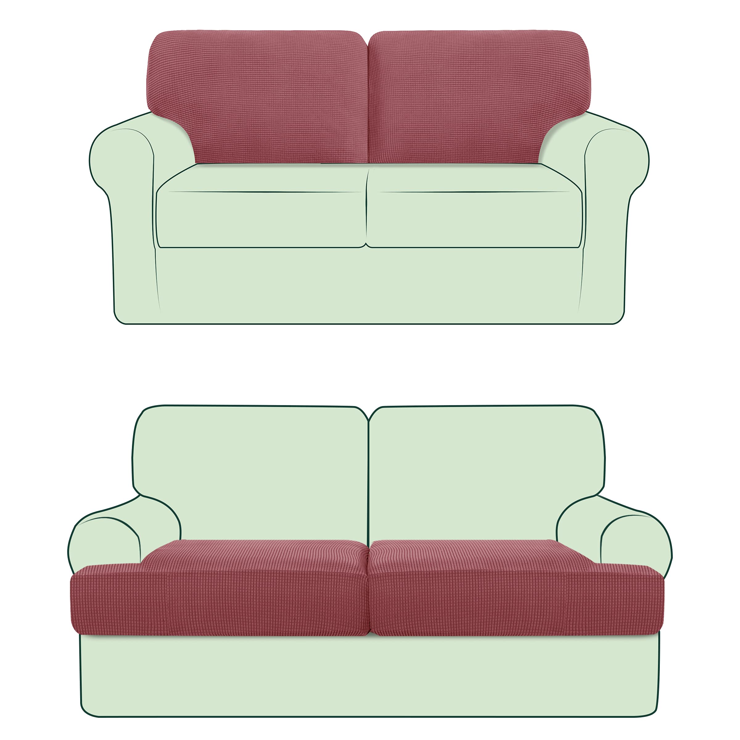 CHUN YI 2 Piece Stretch Couch T Cushion Covers Or