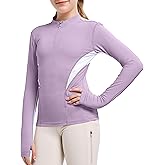 FitsT4 Sports Girls Long Sleeves Shirts Thumbhole English Horse Riding Shirt UPF50 Quick Dry Kids Equestrain Half Zip Jacket