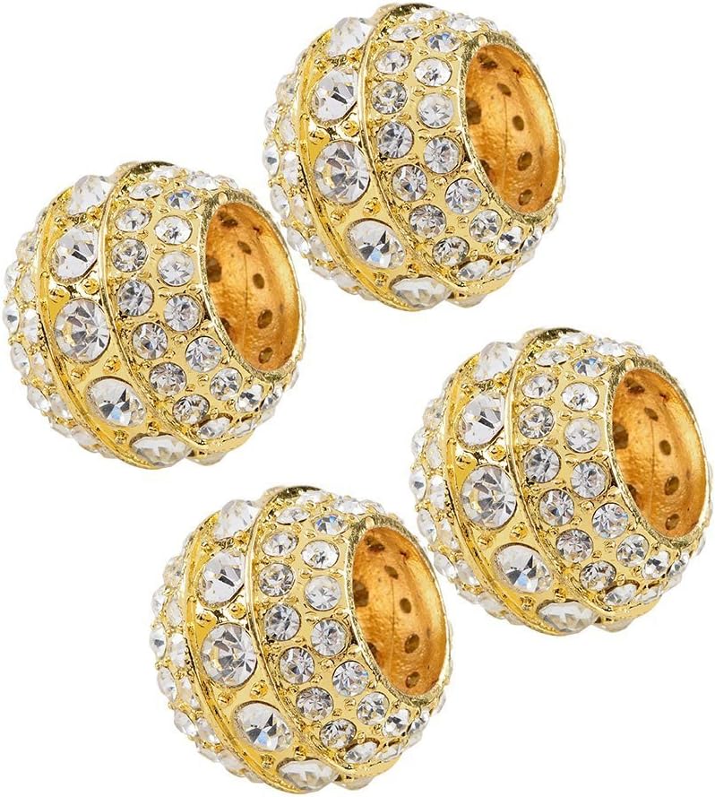 Wanheyao 4X Gold Headrest Collars Rings Bling Diamond Crystal Rhinestone Inlay Head Rest Decoration for Audi BMW Land Rover Mercedes Benz Mini Porsche