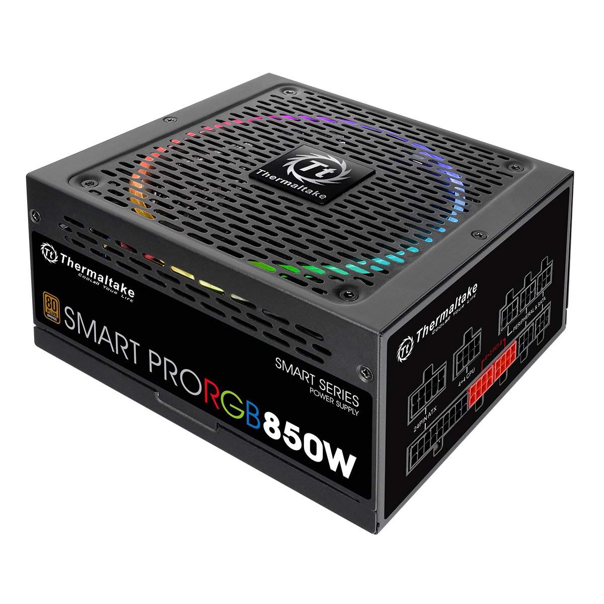 Thermaltake Smart Pro 850 W Fully Modular RGB Fan 80 Plus Power Supply Unit - Black,PS-SPR-0850FPCBEU-R