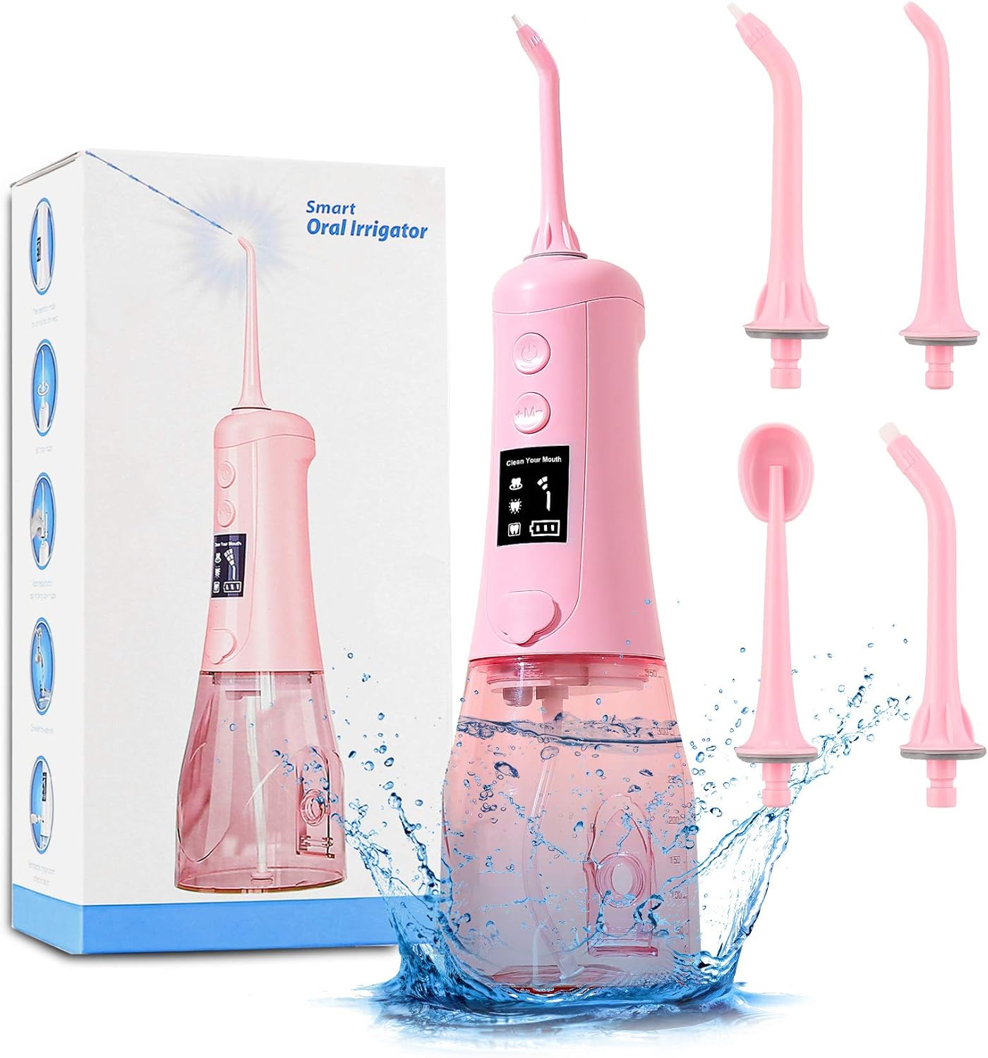 Water Cordless Flosser Aszwor Upgraded DIY Mode Water Dental Flossers for Teeth- 350ML, Portable and Rechargeable IPX7 Waterproof 3 Modes Water Flosser with 8 Jet Tips, for Home& Travel: Health & Personal Care