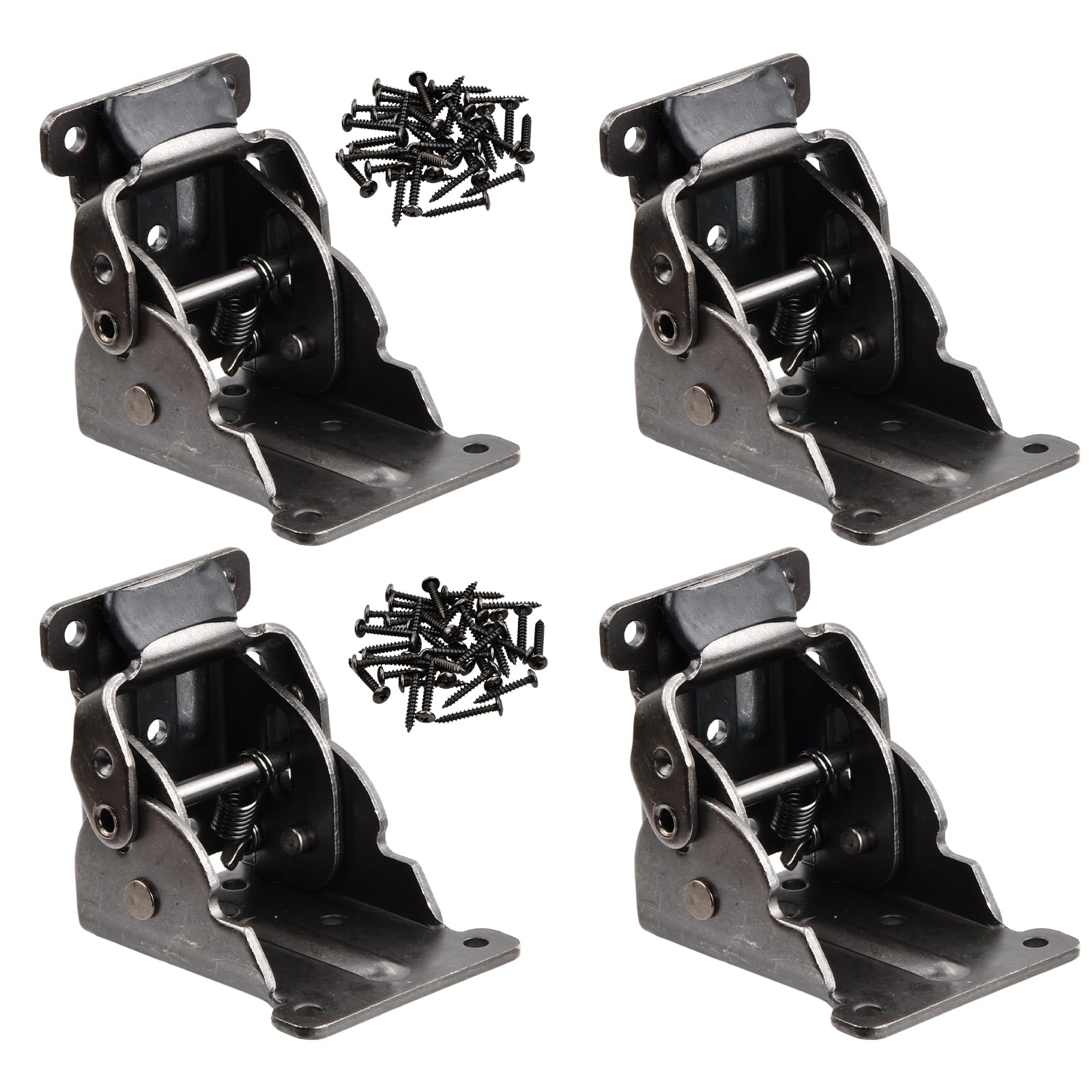4 Pack Folding Table Leg Brackets Heavy Duty, Self Locking Hinge Hardware, 90° Folding Support Brackets with Screws, Cupboard Doors Hinges for Home Furniture Accessory Connector (C)