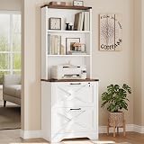 SEDETA 2 Drawer File Cabinet with Lock, Wood Filing Cabinet fits Letter, Legal, A4 Size, Hanging File Folders, Farmhouse File Cabinets for Home Office with Adjustable Storage Shelf, White