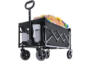 RYGEO Festival Trolley Foldable Utility Wagon Cart with Wheels and Telescopic Handle for Gardening,Camping,Shopping and Outdo