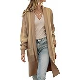 Women's Cardigan Chunky Open Front Sweater Long Knit Sweaters 2026 Spring Color Block Striped Outerwear Coats