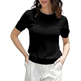 Joe Wenko Women's Short Sleeve Sweaters Lightweight Knit Pullover Top