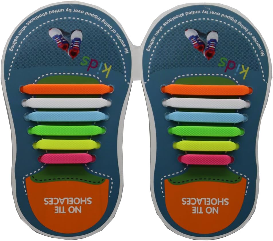 3 Pack No Tie Flat Shoelaces for Kids Waterproof & Stretchy Silicone Tieless Shoe Laces for Athletic & Dress Shoes,Hiking Boots & More Eliminate Loose Shoelace Accidents-White&Black&Rainbow