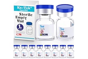 KSIITEKSLAB Ks-Tek Sterile Empty Vials with Self Healing Injection Port,with Aluminum plastic Cap,Sterile Package (1ml Clear,10)