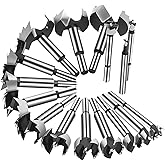 BeHappy Hex Shank Forstner Bit Set, 1/4'' to 2-1/8'' 16pcs Multi Sided Shank Wood Drill bit Set for Woodworking, Auger Opener