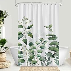 AWERT Small Half Size Stall Shower Curtain with 6
