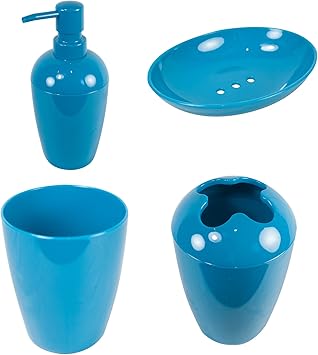West5products Turkis Blau 4 Badezimmer Zubehor Set Seifenschale Seifenspender Becher Zahnbursten Halter Amazon De Kuche Haushalt