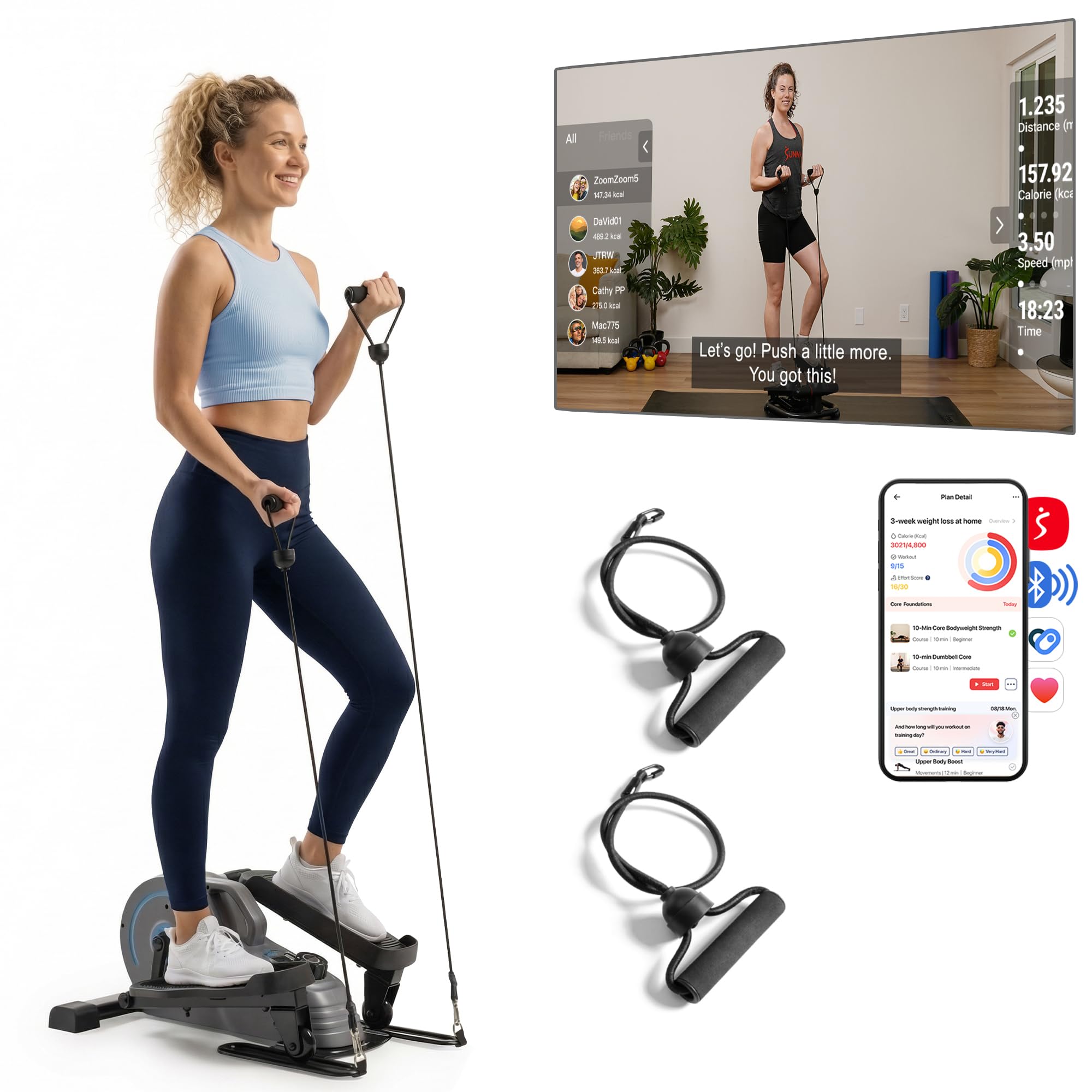Photo 1 of JLL Elliptical Exercise Machine Portable Stand Up with Resistance Bands, Compact Under Desk Pedal Exerciser & Trainer for Home Office, Quiet Magnetic 8-Level Resistance, Free Smart Fitness App