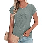 LONGYUAN Women's Crewneck Tunic Top - Short Sleeve Dressy Casual Blouse Shirt M-3XL