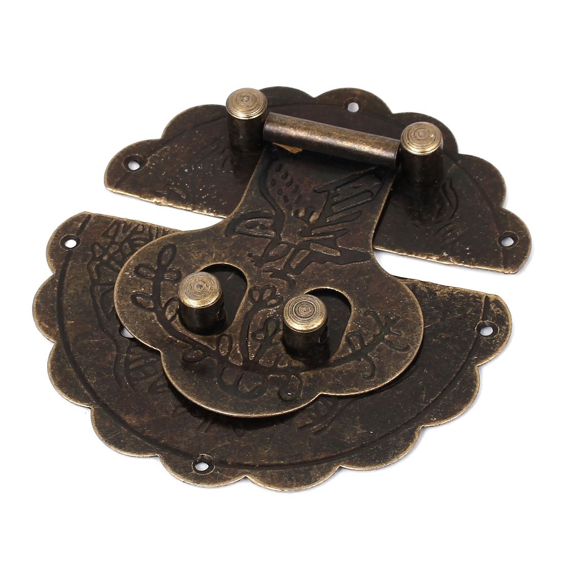 sourcingmap L282E5 Antique Wooden Case Chest Box 100mm Round Clasp Hasp Latche