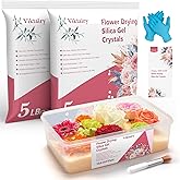 10 LBS Silica Gel Flower Drying Crystals, Reusable Color Indicating Flower Drying Silica with Airtight Container and Brush, DIY Wedding Bouquet Flower Preservation Kit, Fine Bead Size<1mm