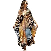 sunforyou Plus Size Kaftan Dresses for Women Loose Batwing Sleeve Bathing Suit Cover Up Lightweight Loungewear