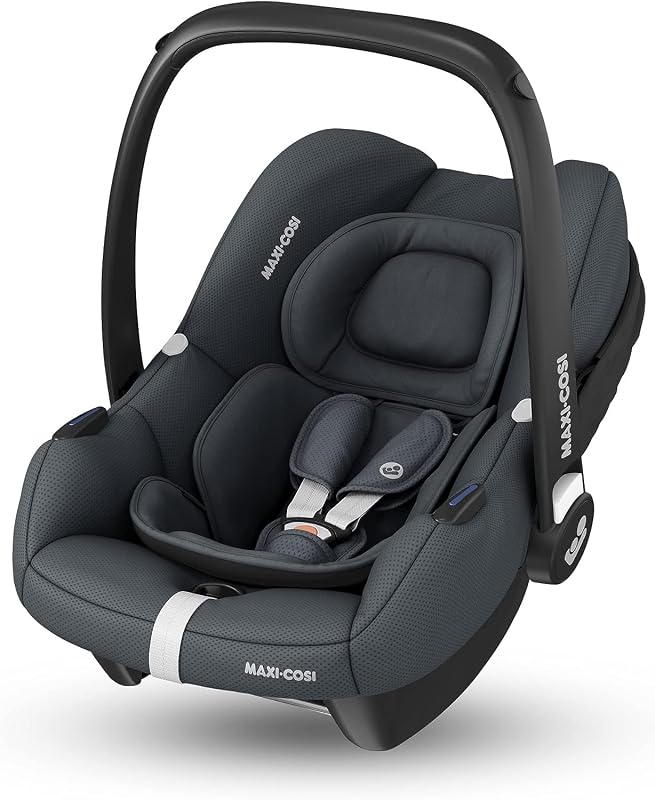 CabrioFix i-Size, Silla Coche Bebé, 0-12m, máx.12 kg, Silla para Recién Nacido Ligera (3,2kg), Capota Grande, Asiento Acolchado, se Adapta de Cochecitos Maxi-Cosi, Essential Graphite