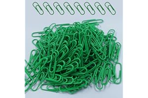Seimneire 200 Pack Green Paper Clips Small Paper Clips, 1.1 Inch / 28mm Metal Paper Clips Vinyl Coated Paper Clips, Decorative Metal Paper Clamps Paperclips for Office School and Home