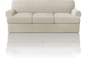 PrinceDeco T Cushion Sofa Slipcover 4 Pieces Sofa Covers for T Cushion Couch Soft Sofa Slip Covers Furniture Protector with 3 Individual T Shape Seat Covers (70"-88"), Island Fossi