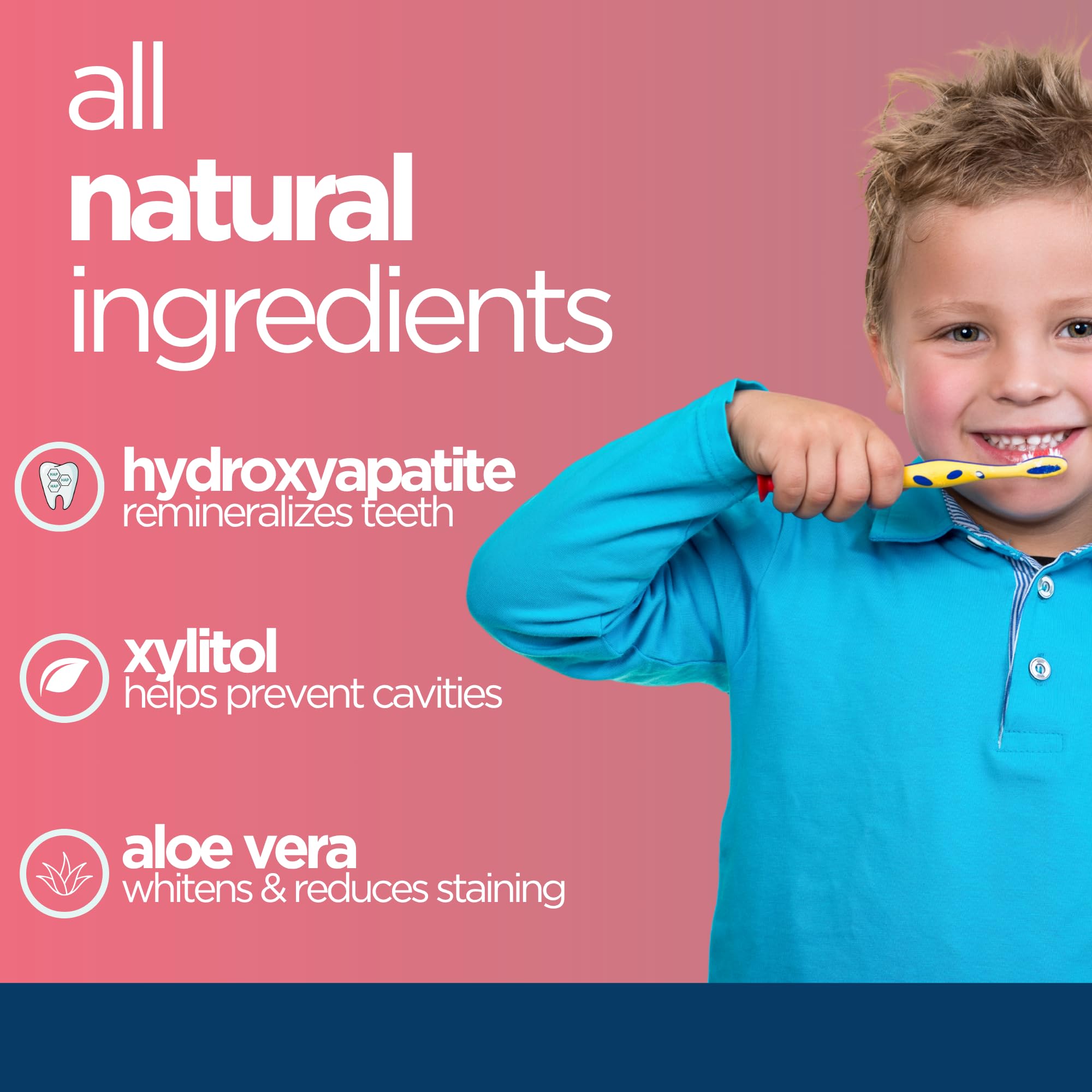 Wellnesse Kids Hydroxyapatite Toothpaste with Xylitol - Fluoride Free Toddler & Kid's Natural Toothpaste, Freshens Breath, Sensory-Friendly Oral Care, Vegan, Strawberry Flavor, 4 oz (Pack of 1)