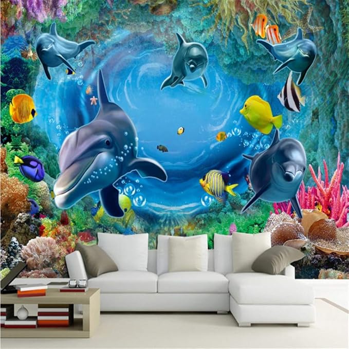 Guyuell Custom 3D Photo Wallpaper 3D Estéreo Mundo Submarino Salón Tv
