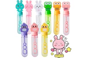 RITASTAR Cartoon Bubble Toys for Kids,Small Bubble Wands Bulk,9 Pack Mini Bubble Sticks with Bubble Solution for Holiday Birthday Party Favors,Classroom Prizes,Outdoor Activity (Rabbit,Bunny,Frog,Chick)