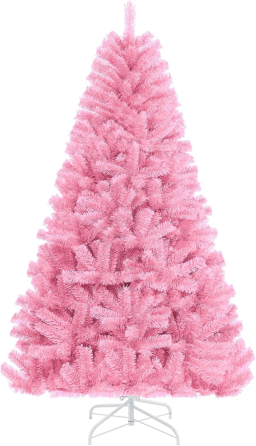 Trees - JEAREY Artificial Holiday Christmas Tree 6ft, Unlit Premium Hinged Spruce Holiday Xmas Tree, 800 Branch Tips & Metal Foldable Stand for Home, Office, Party Decoration