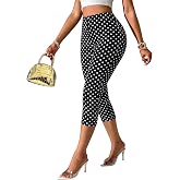 Floerns Women's Cheetah Yoga Tummy Control Workout Cropped Leggings | Leopard, Polka Dots, High Waisted, Running, Capris, Animal Print Pants