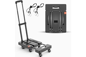 Kunova (TM) Folding Hand Truck 500 lbs Capacity,6 Wheels 4 360° Rotating Wheels Folding Trolley Luggage Cart Platform Cart fo