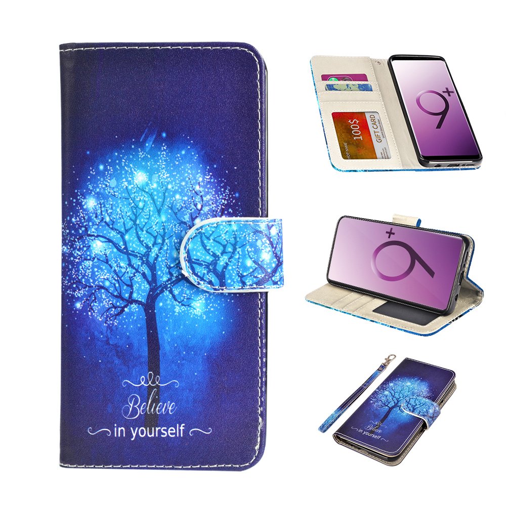 Galaxy S9 Plus Case, MagicSky Galaxy S9+ Wallet Case Folio Flip Premium PU Leather Case Cover with Card Holder Slot Pockets,Wrist Strap,Magnetic Closure For Samsung Galaxy S9 Plus, Believe in yourself