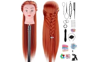 TopDirect 29" Red Hair Mannequin Manikin Head with Clamp Holder and Tools for Cosmetology, Hairdressing, Braiding Practice