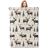 Moose Blanket Gifts for Women Girls Soft Warm Lightweight Cozy Vintage Animal Forest Mooses Throw Blankets for Bed Sofa Couch Living Room Decor 50x60in