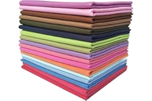 Misscraft Large Plain Cotton Fabric 45cm*55cm Pre-cut Squares 17 Solid Candy Colours for Quilting
