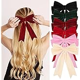 Velvet Hair Bows Hair Clip for Women - Ponytail Holder Hair Bow for Girls (Multi-color 6PCS)