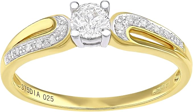 Naava Women 9 Ct 375 Gold Diamond Engagement Ring Amazon Co Uk Jewellery
