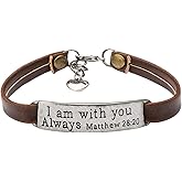 Yiyang Christian Gifts Leather Bracelet for Women Inspirational Faith Bible Verse Religious Jewelry Christmas Birthday Baptism Gift for Women