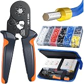 Preciva Ferrule Crimping Tool Kit with 1900PCS Wire Connectors, Hexagonal AWG23-10 Sawtooth Self-Adjustable Ratchet Wire Terminals Crimper Kit