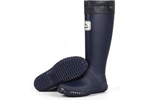 Furuian Rain Boots Women Tall Packable Garden Boots Waterproof Boots for Women Lightweight Rubber Boots Flat Mud Boots