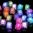 LED Ice Cubes Multi Color Light-Up Ice Shape Lights Waterproof Color Changing Ice Cube Glow in The Dark Reusable for Party Wedding Bars Decoration 24 Pack