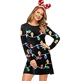 For G and PL Women's Christmas Printed Tunic Dress Long Sleeve Crewneck Casual Costume