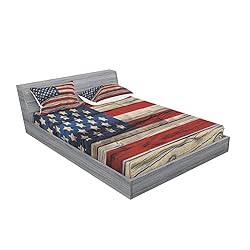 Ambesonne 4th of July Fitted Sheet & Pillow Sham