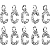uxcell Rhinestone Letter Charm, 10pcs Crystal Zirconia Copper Alphabet C Pendants Slider Letter Charm for Wristbands Bracelets Necklace Jewelry Earring DIY Craft, Silver