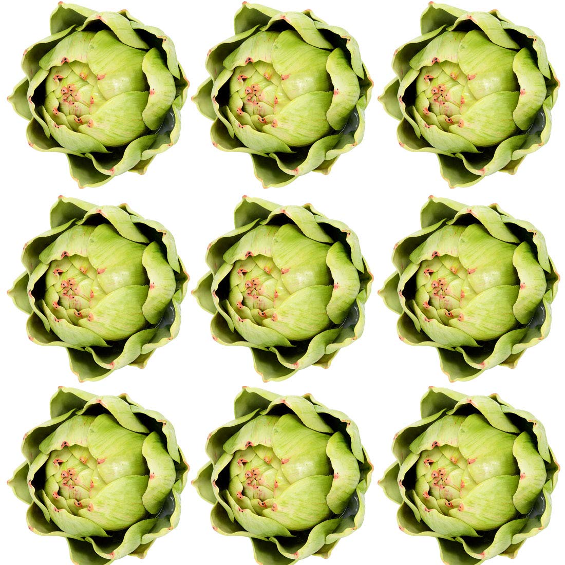 Large Green Artificial Artichoke Vegetables Fake Artichoke for Home Decor (9pcs)
