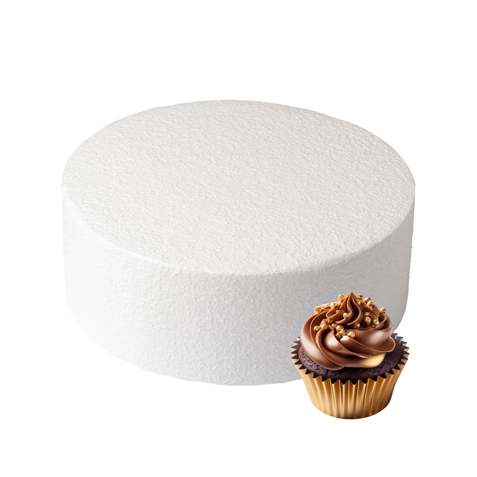 Culpitt 10" x 4" Round Cake Dummy, Straight Edge Cake Form, Practice Cake Decorating or Use for Creating Long-Lasting Displays, Smooth Polystyrene